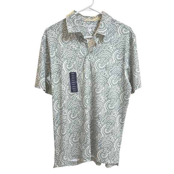 New Chubbies Polo Shirt Mens Small Sage Green Swirl Performance Stretch Relaxed - Picture 12 of 12